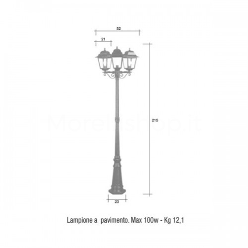 Lampione Mod. 2050/30 Morelli A 3 LANTERNE - Arredo giardino