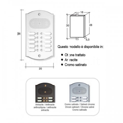 Citofono campanello 10 NOMI Mod. 10PLMORO/K ottone cromo satinato Alta Qualità Morelli