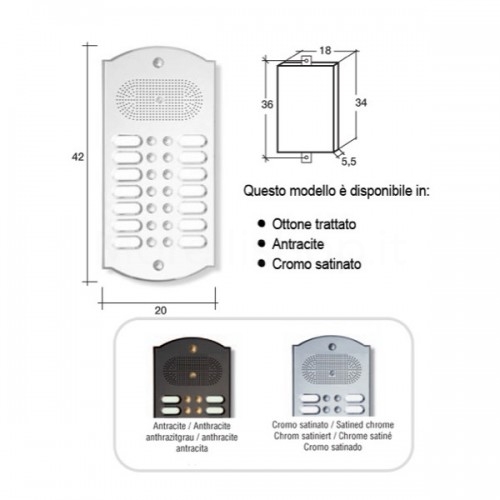 Citofono campanello 14 NOMI Mod. 14PLMORO/A ottone antracite Alta Qualità Morelli