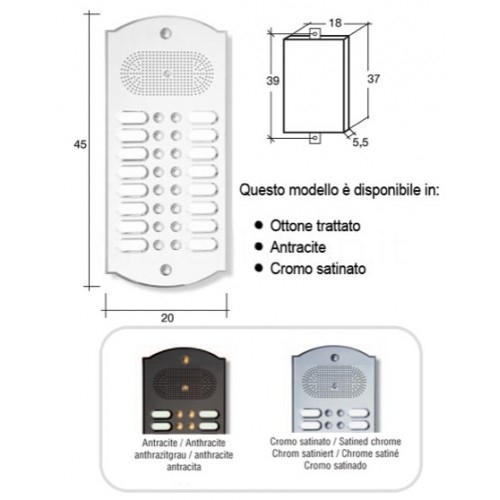 Citofono campanello 16 NOMI Mod. 16PLMORO/CPT ottone Alta Qualità Morelli