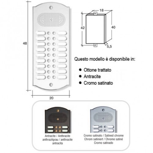 Citofono campanello 18 NOMI Mod. 18PLMORO/CPT ottone Alta Qualità Morelli