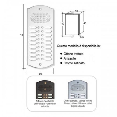 Citofono campanello 18 NOMI Mod. 18PLMORO/A ottone antracite  Alta Qualità Morelli