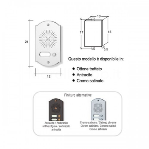 Citofono campanello 1 NOME Mod. 1PLMORO/K ottone cromo satinato Alta Qualità Morelli