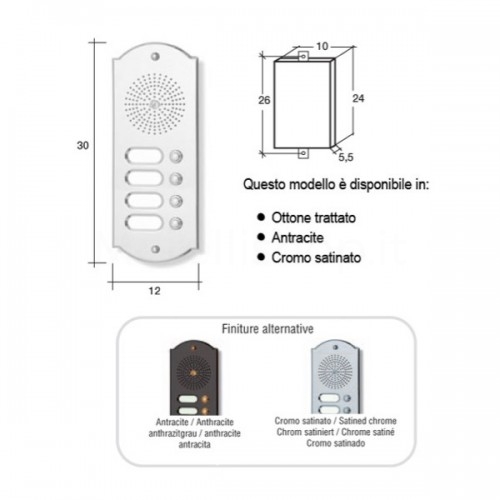 Citofono campanello 4 NOMI Mod. 4PLMORO/A ottone antracite Alta Qualità Morelli