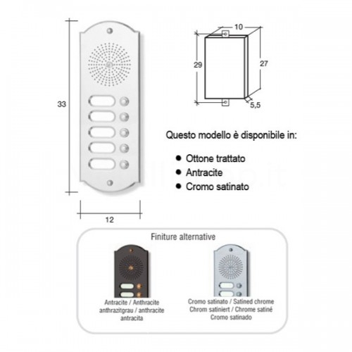 Citofono campanello 5 NOMI Mod. 5PLMORO/CPT ottone Alta Qualità Morelli