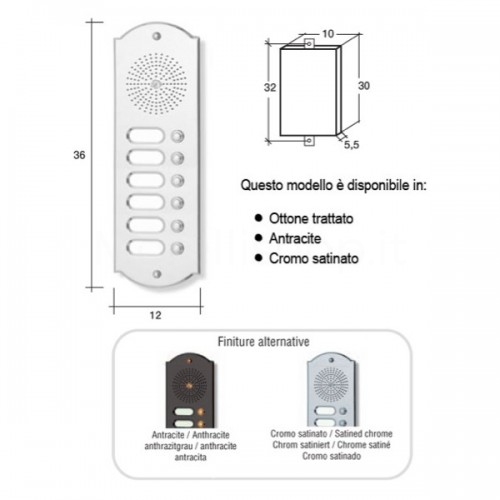 Citofono campanello 6 NOMI Mod. 6PLMORO/A ottone antracite Alta Qualità Morelli