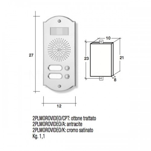 Videocitofono campanello 2 NOMI ottone cromosatinato Alta Qualità Morelli