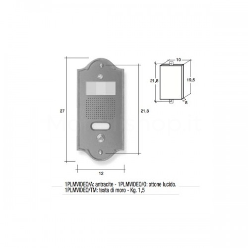 Pulsantiera per videocitofono antracite 1 NOME Mod. 1PLMVIDEO/A Serie Perla Morelli