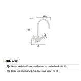 Rubinetto monoforo ottone gruppo lavabo ART.0700 Morelli