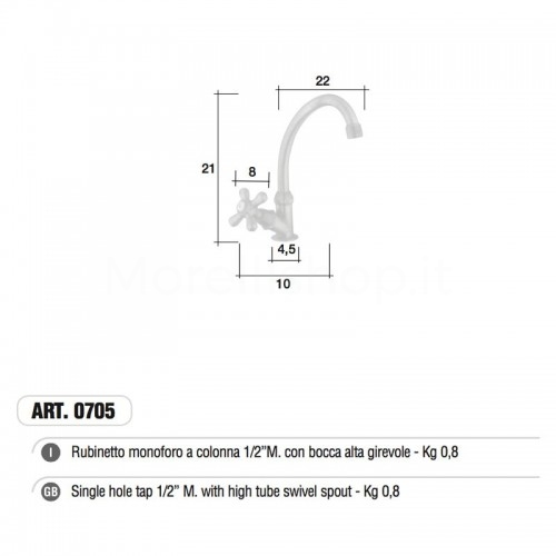 Rubinetto monoforo ottone gruppo lavabo ART.0705 Morelli