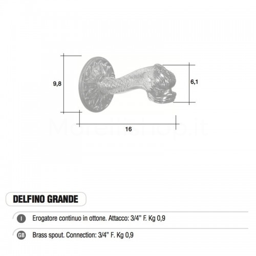 Erogatore rubinetto continuo DELFINO GRANDE in ottone Morelli