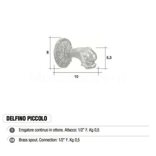 Erogatore rubinetto continuo DELFINO PICCOLO in ottone Morelli