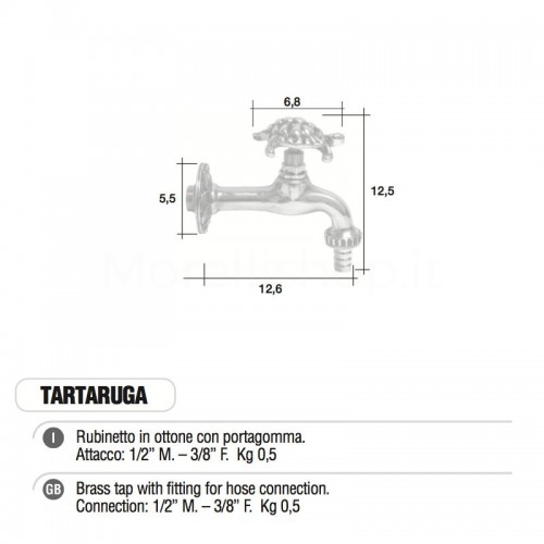 Rubinetto in ottone a farfalla con Pomello TARTARUGA - Morelli