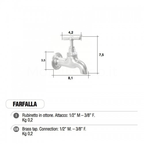 Rubinetto in ottone Mod. FARFALLA - Morelli