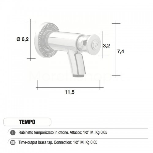 Rubinetto in ottone a premere - pressione TEMPORIZZATO - Morelli