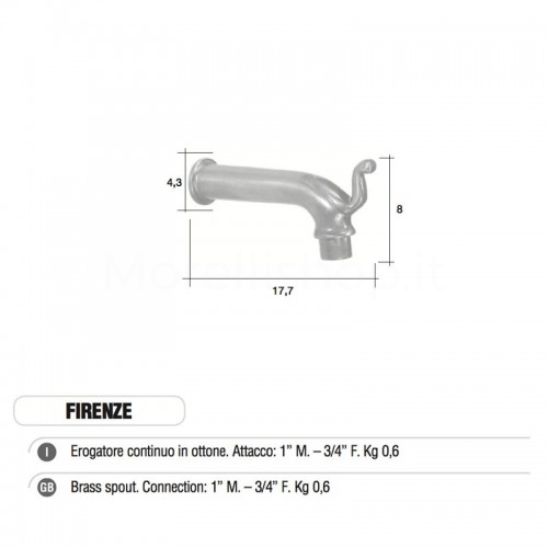 Erogatore rubinetto continuo in ottone Mod. FIRENZE Morelli