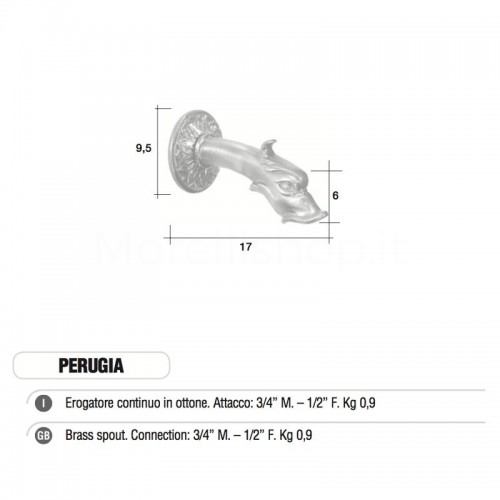 Erogatore rubinetto continuo Mod. PERUGIA in ottone Morelli