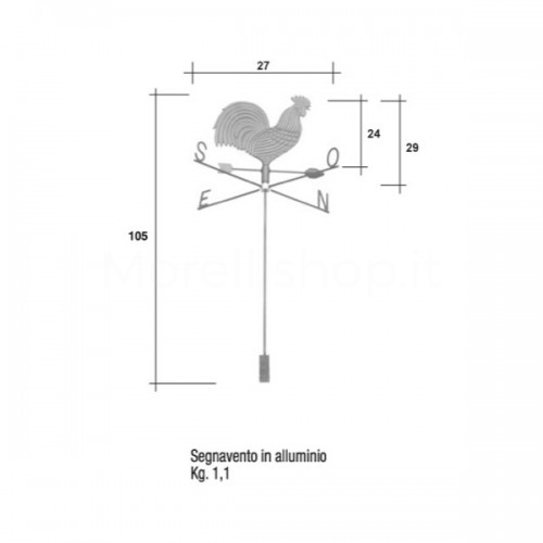 Gallo Segnavento galletto in alluminio Movimento di Precisione Morelli