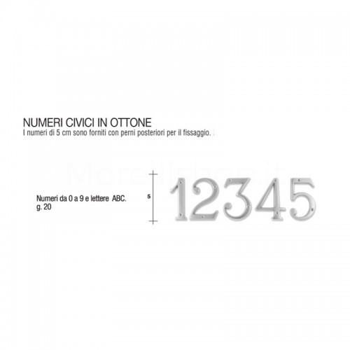 Numero Civico e Lettere 5 cm ottone verniciato antracite - Morelli