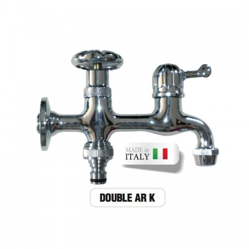 Polished chrome-plated DOUBLE double faucet with Morelli quick-connect fitting