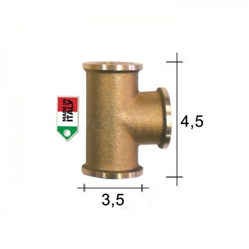 Raccordo a T in ottone misura 3/8” F-F-F - Morelli