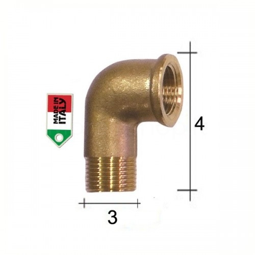 Raccordo a GOMITO in ottone misura 3/8” M-F - Morelli