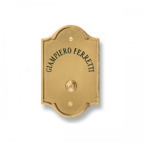 CUSTOMIZABLE VERTICAL DOORBELL BUTTON MOD. PLM-PJVR/O IN NATURAL BRASS