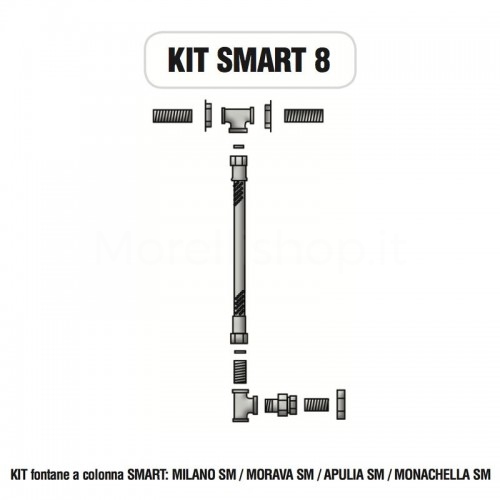 Internal fittings kit with faucets for Morelli SMART pillar fountain - KIT SMART 8