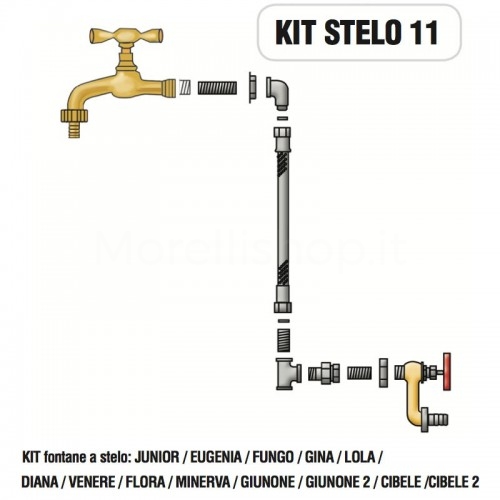Internal fittings kit with Taps for Morelli STELO column fountain - KIT STELO 11