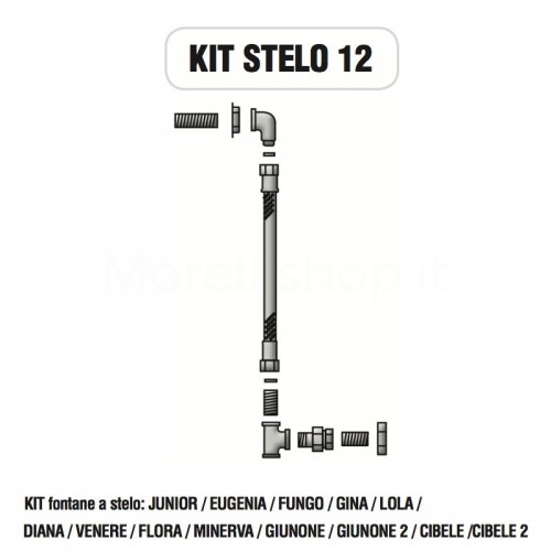 Kit raccorderia interna con Rubinetti per fontana a colonna STELO Morelli - KIT STELO 12