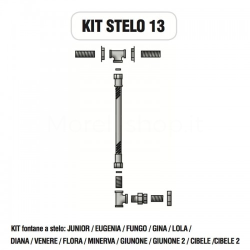 Kit raccorderia interna con Rubinetti per fontana a colonna STELO Morelli - KIT STELO 13