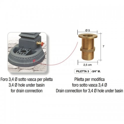 Drilling tub with drain for water discharge - Fountains...