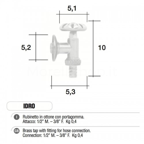 Rubinetto in ottone cromato IDRO con portagomma Morelli