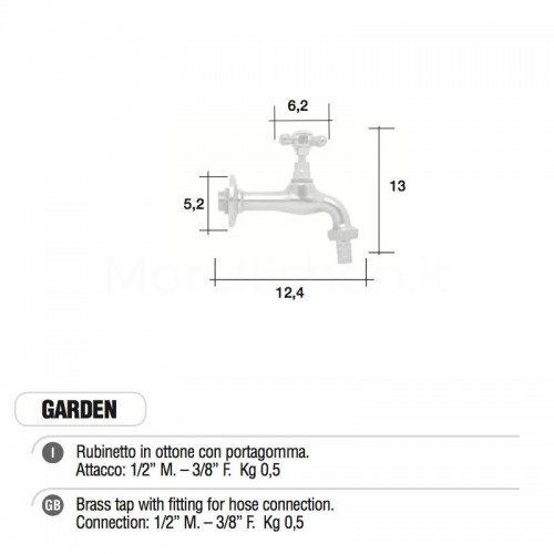 Rubinetto in ottone cromato GARDEN con portagomma Morelli