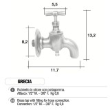 Rubinetto in ottone Cromato Mod. GRECIA con portagomma Morelli