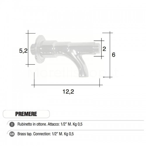 Rubinetto in ottone cromato a premere - pressione - Morelli