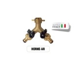 Rubinetto doppio ottone HORNS portagomma attacco rapido Morelli