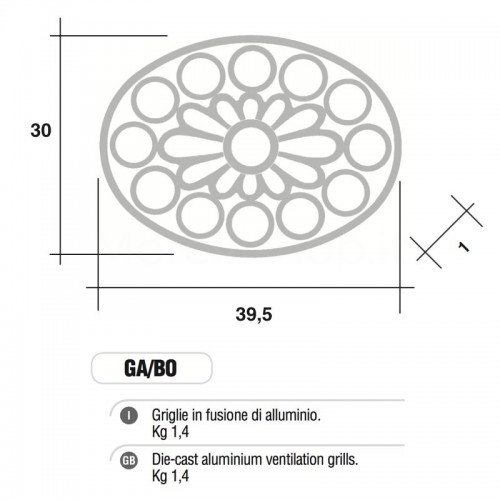 Griglia di aerazione Mod. GA-BO in alluminio Morelli - NON CARRABILE