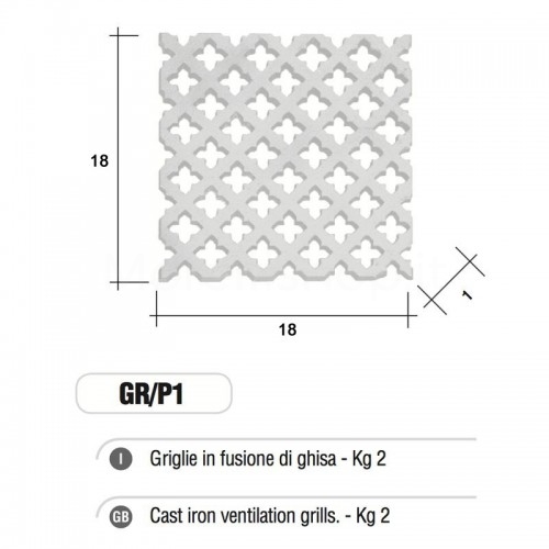 Griglia di Aerazione Mod. GR-P1 in ghisa Morelli - NON CARRABILE