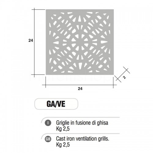 Griglia di Aerazione Mod. GA-VE in ghisa Morelli - NON CARRABILE