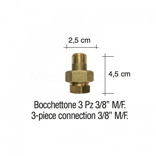 Bocchettone 3 pz. 3/8” M/F