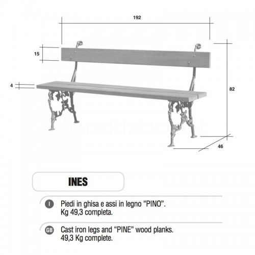 Panchina INES Arredo esterno giardino - Morelli
