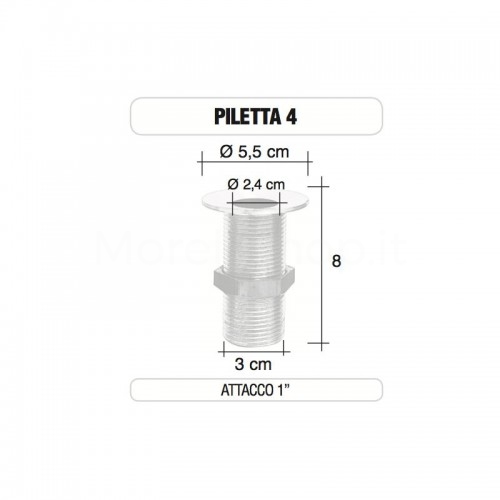 Piletta in ottone da 1" senza tappo - Morelli