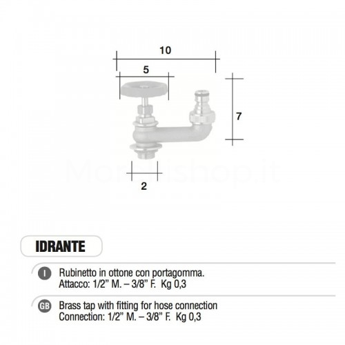 Rubinetto idrante in ottone con portagomma Morelli