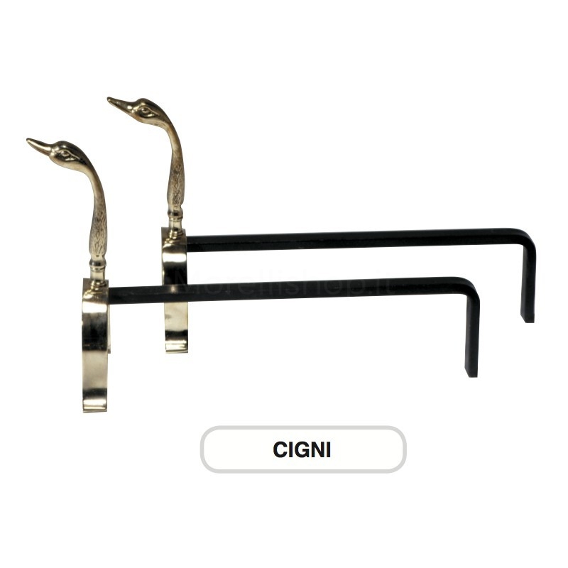 Alari per caminetto Mod. CIGNI in ottone e ferro Morelli Alari per caminetto Mod. CIGNI in ottone e ferro Morelli