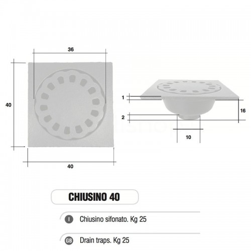 Chiusino Tombino a sifone in ghisa 40x40 cm Morelli