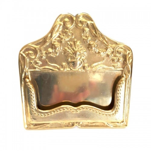 Brass business card holder for desk