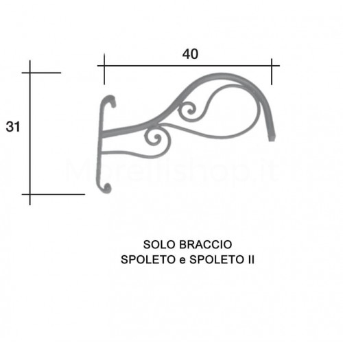 Lampione Solo Braccio per Mod. SPOLETO e SPOLETO 2 ferro battuto Morelli - Arredo giardino