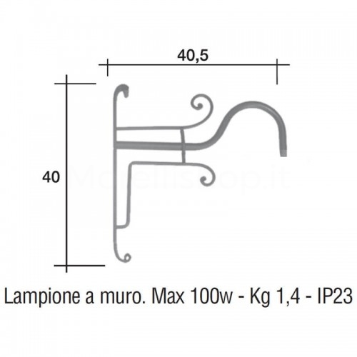 Lampione Solo Braccio per Mod. VELLETRI e VELLETRI 2 ferro battuto Morelli - Arredo giardino