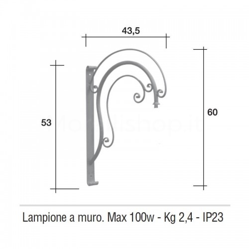 Lampione Solo Braccio per Mod. VEIO e VEIO 2 ferro battuto Morelli - Arredo giardino